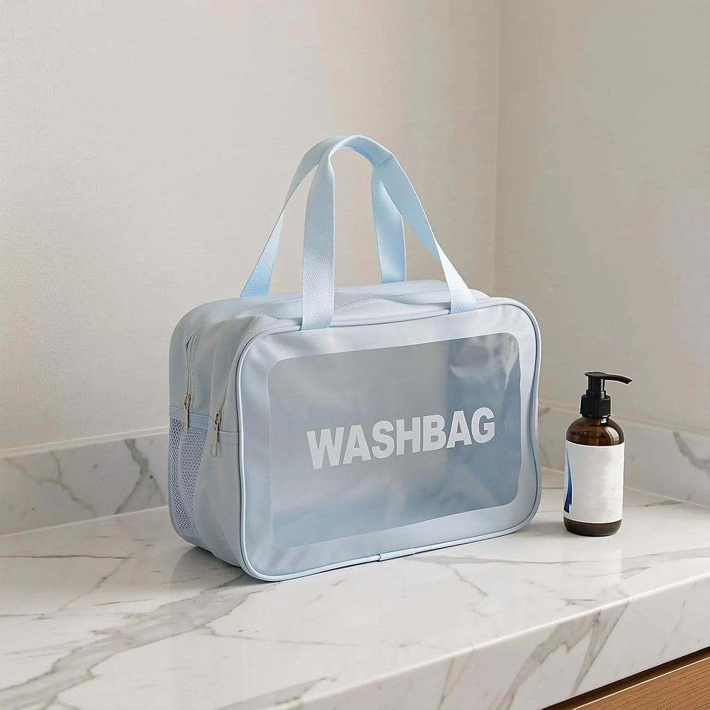 Clear Toiletry Bag 2-Pack, Dry/Wet Separation PVC Wash Bag – image 7