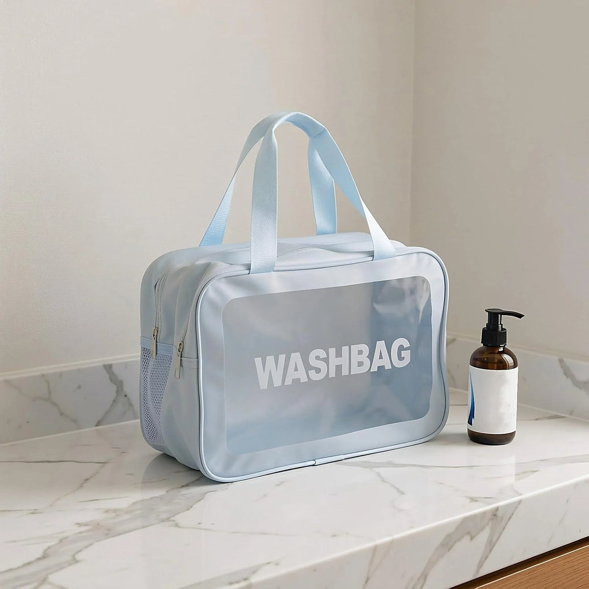 Clear Toiletry Bag 2-Pack, Dry/Wet Separation PVC Wash Bag – image 7