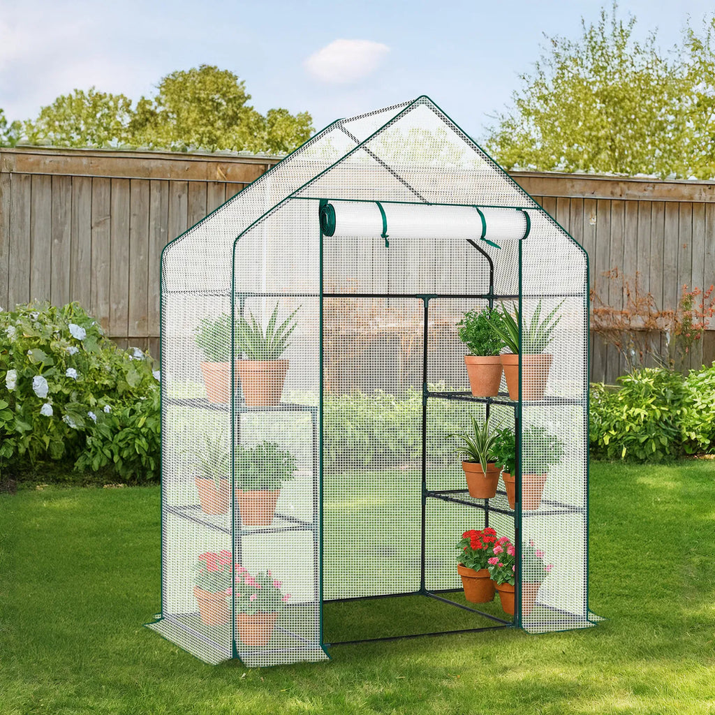 Mini Walk-In Greenhouse with PE Cover & 4 Shelves, 56x29x77 in – image 12