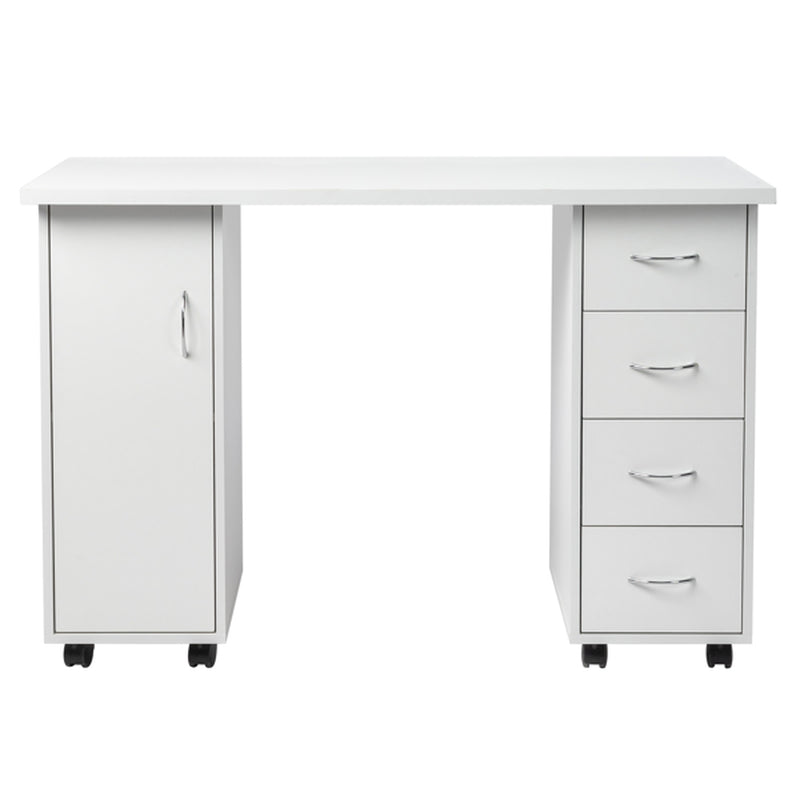 White Nail Art Table with Cabinet Door and 4 Drawers – image 1