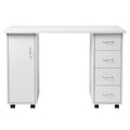 White Nail Art Table with Cabinet Door and 4 Drawers – image 1