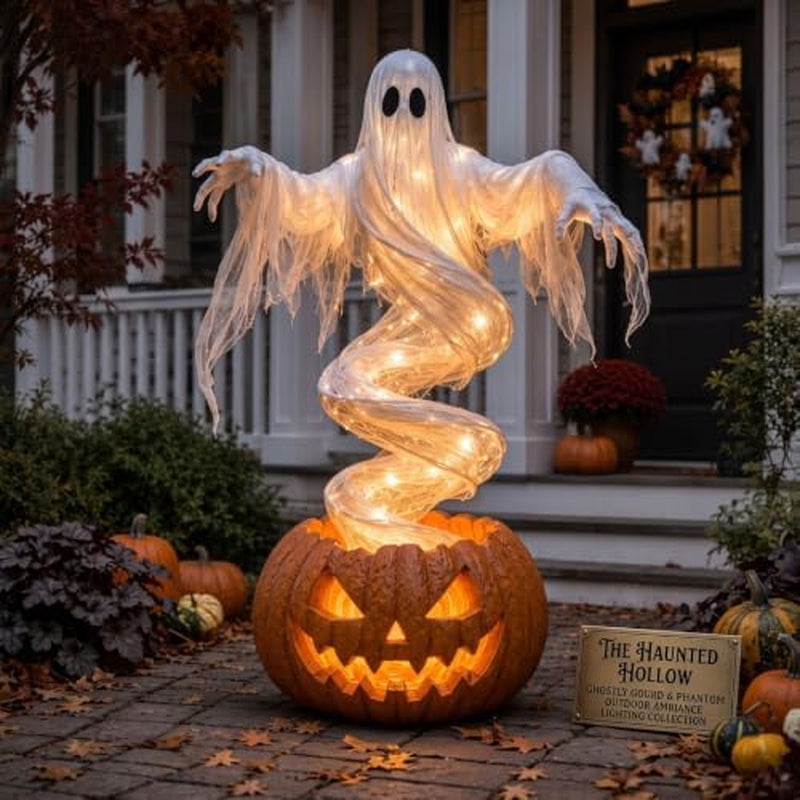 Swirling Ghost Pumpkin Yard Light 43.3 in, LED Resin Halloween Decor – image 3