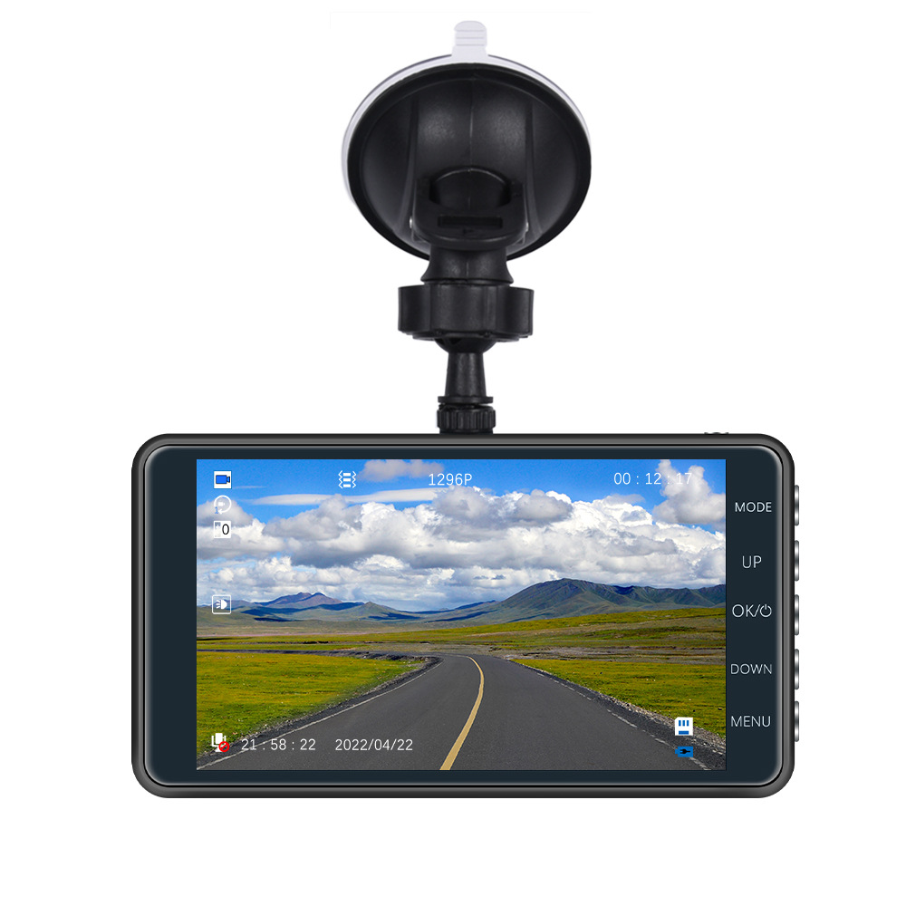Dash Cam Front and Rear – 4 in Screen, 1296P, Night Vision, G-Sensor