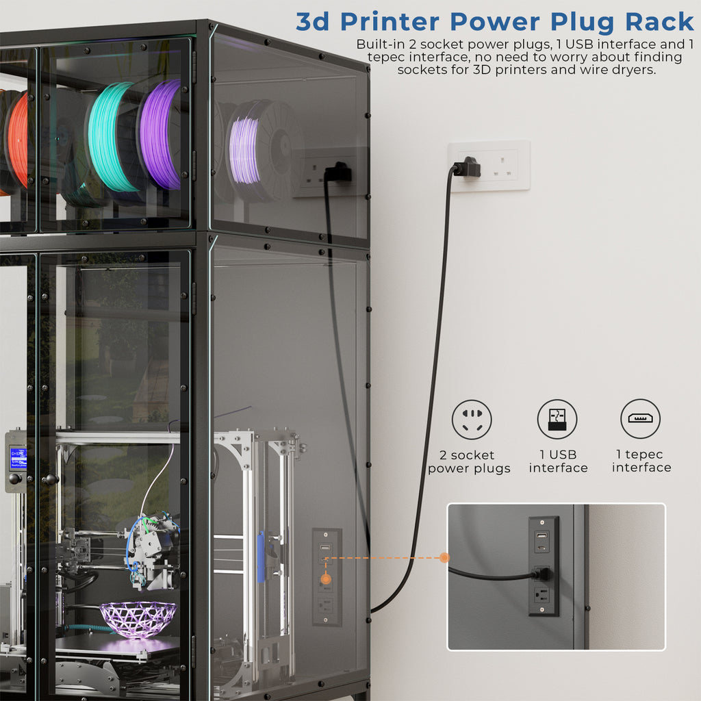 Enclosed 3D Printer Cabinet with Acrylic Doors and Filament Storage – image 4