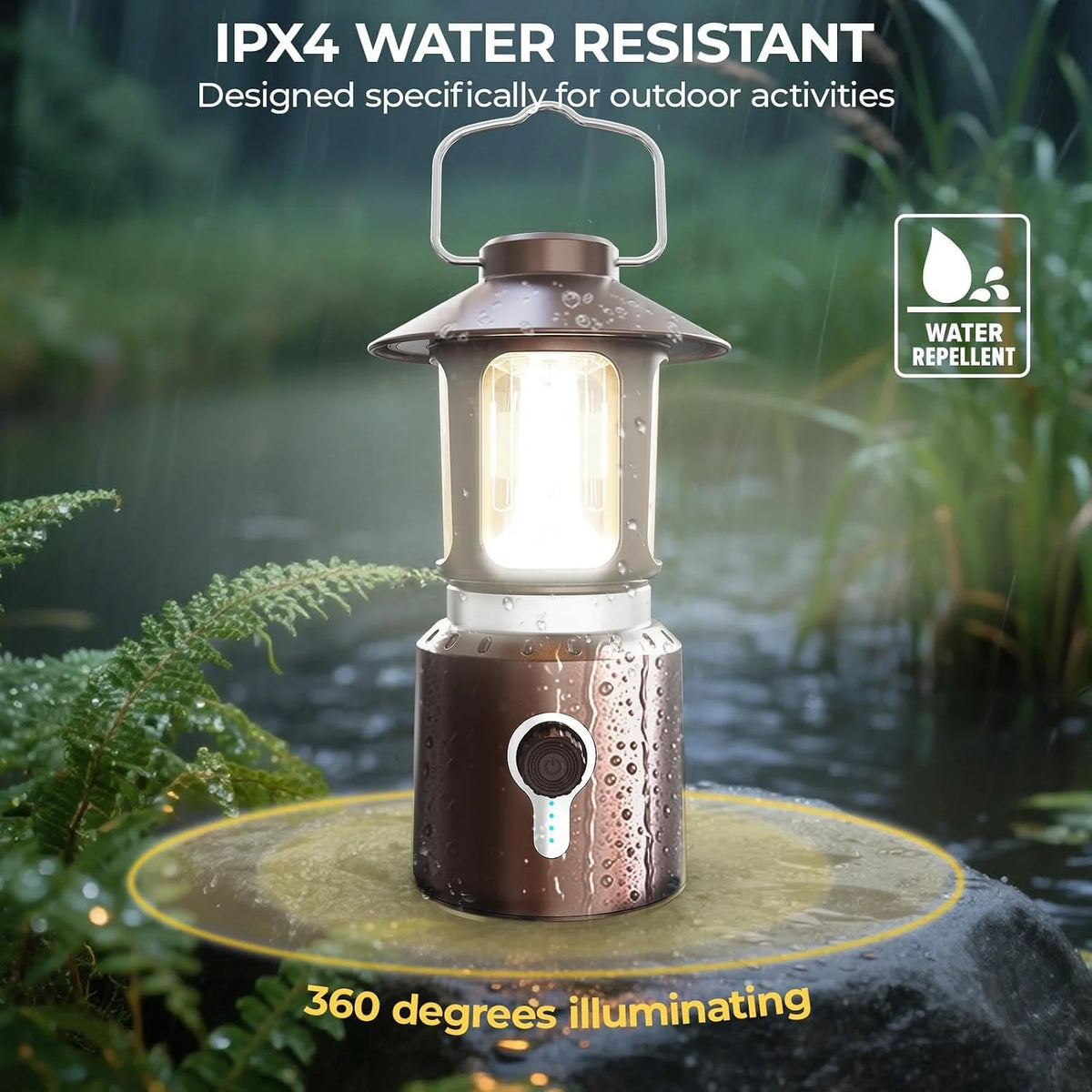 Rechargeable Camping Lantern 8000mAh, Vintage Copper, 3 Light Modes – image 6