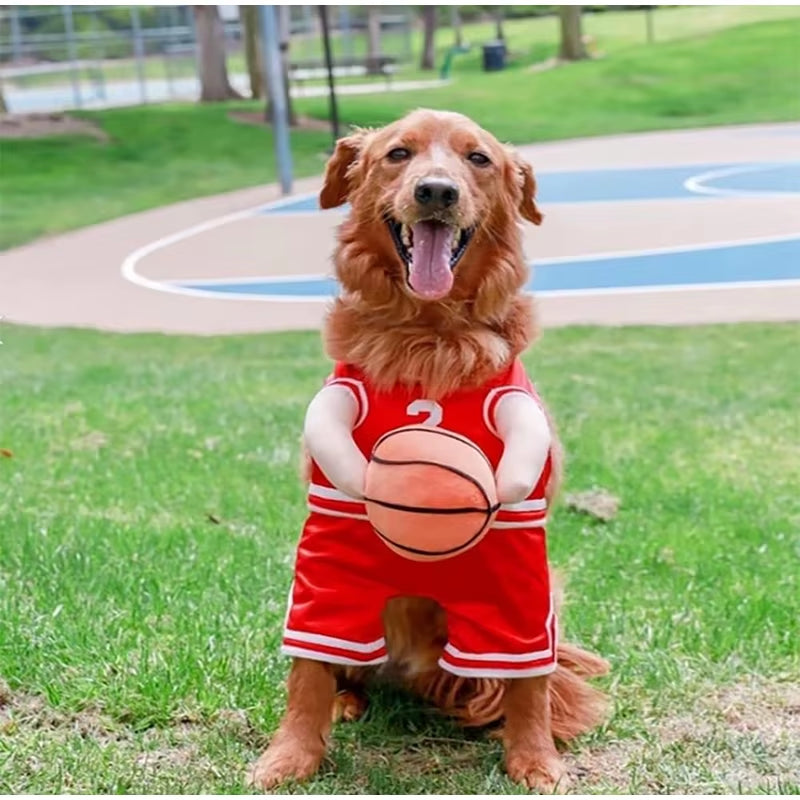 Dog Basketball Jersey Costume with Ball - Pet T-Shirt