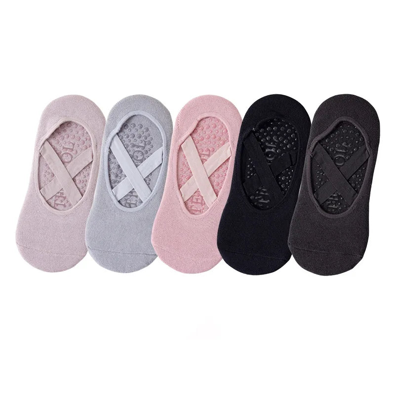 Yoga Grip Socks, Non-Slip Cotton for Pilates and Dance, 5 Pairs – image 5
