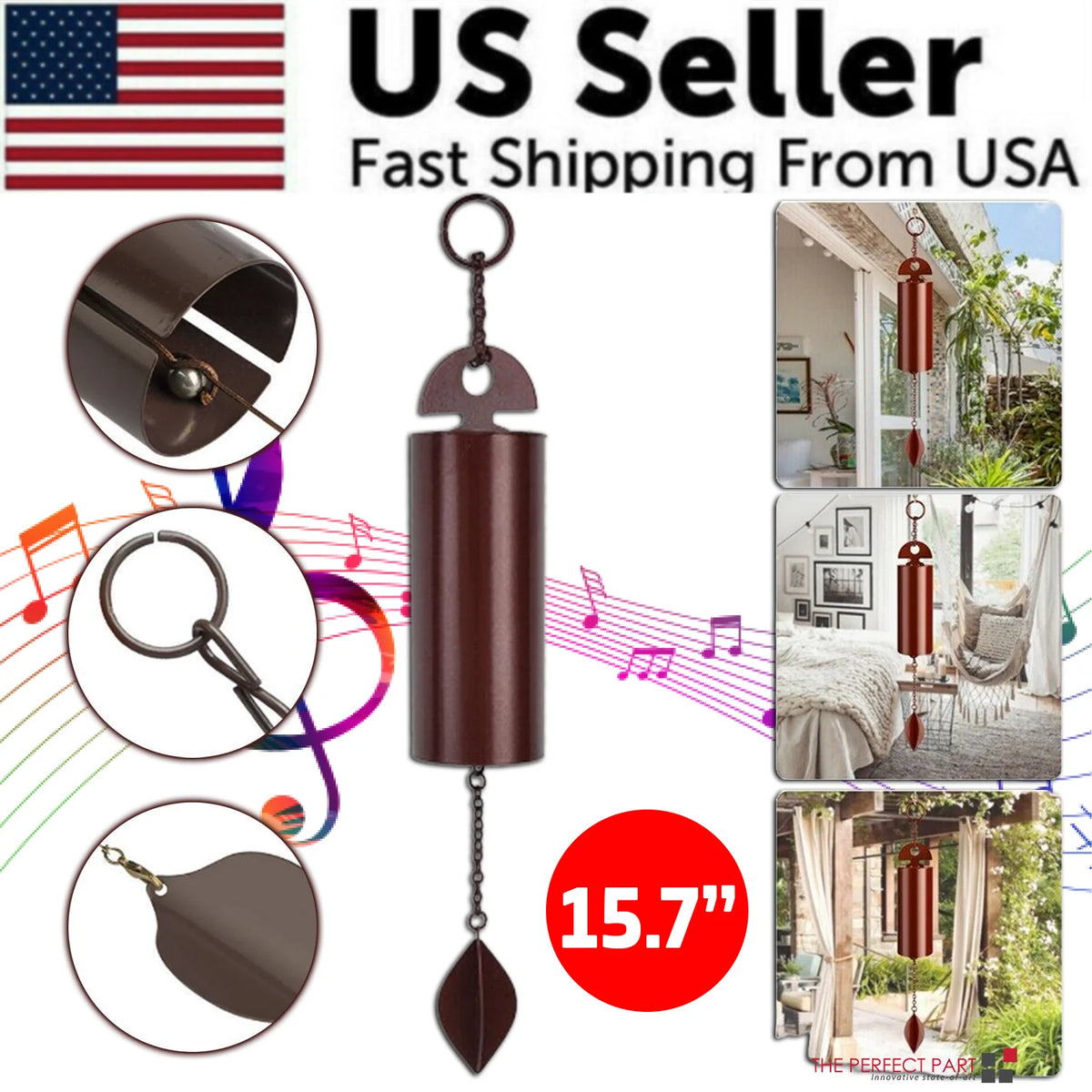 Wind Bell Chime - Large Deep-Tone Metal Bell for Porch and Garden