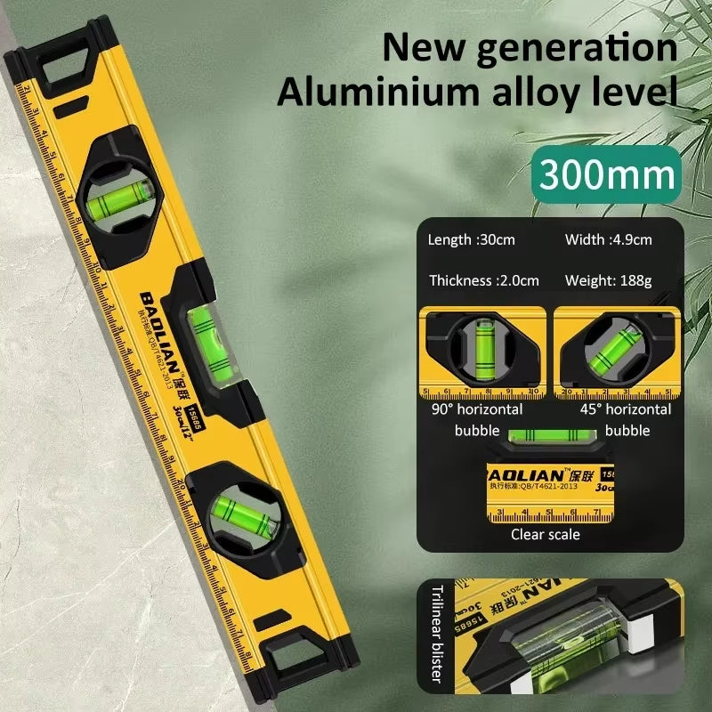 Magnetic Spirit Level, Aluminum 3-Vial Level 30/40/50 cm