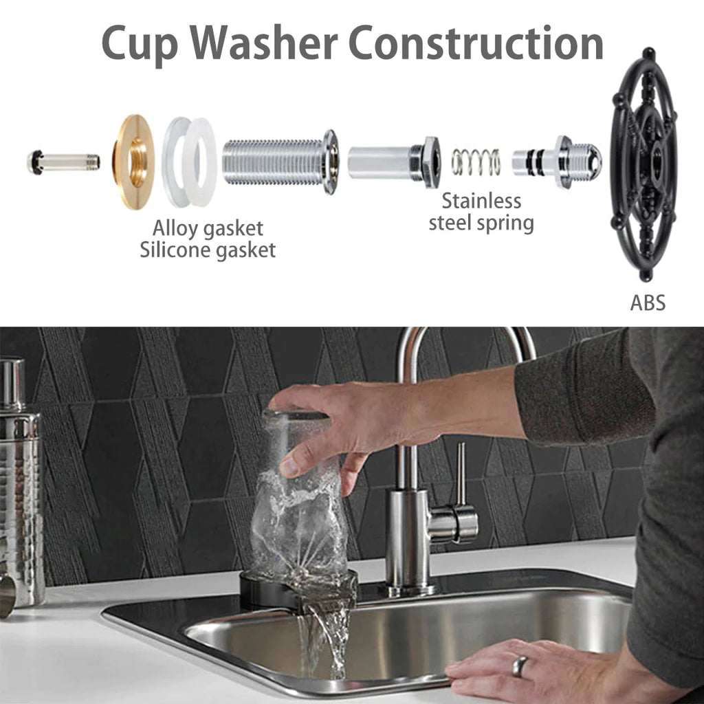 Glass Rinser for Kitchen Sink, Stainless Cup Washer with Hose – image 4