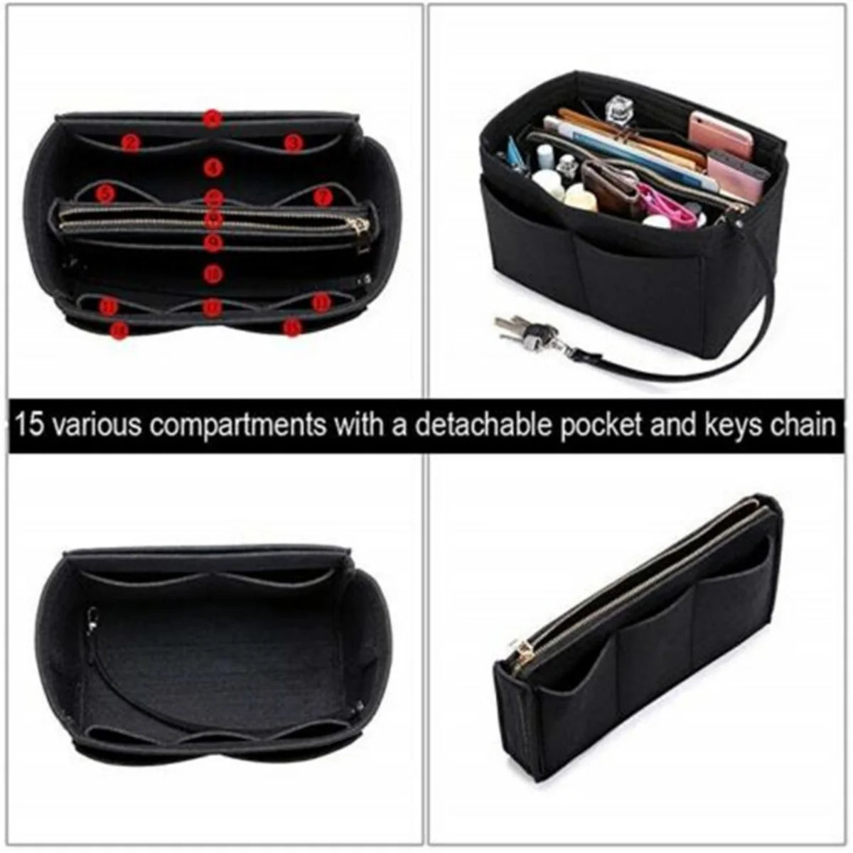 Purse Organizer Insert, Felt Handbag Liner with 13 Pockets – image 3