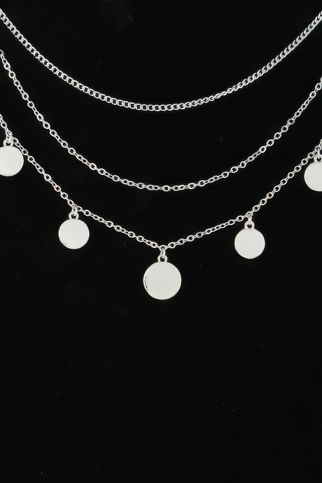 Charm Chain Necklace, Triple Round Charm Minimalist Necklace, 14 in – image 5
