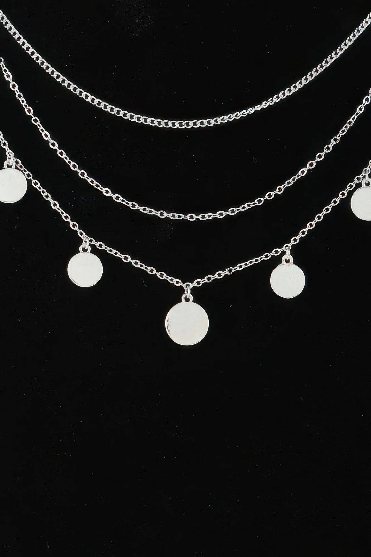 Charm Chain Necklace, Triple Round Charm Minimalist Necklace, 14 in – image 5