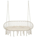 Two-Seat Macrame Hanging Hammock Chair With Cushion – image 1