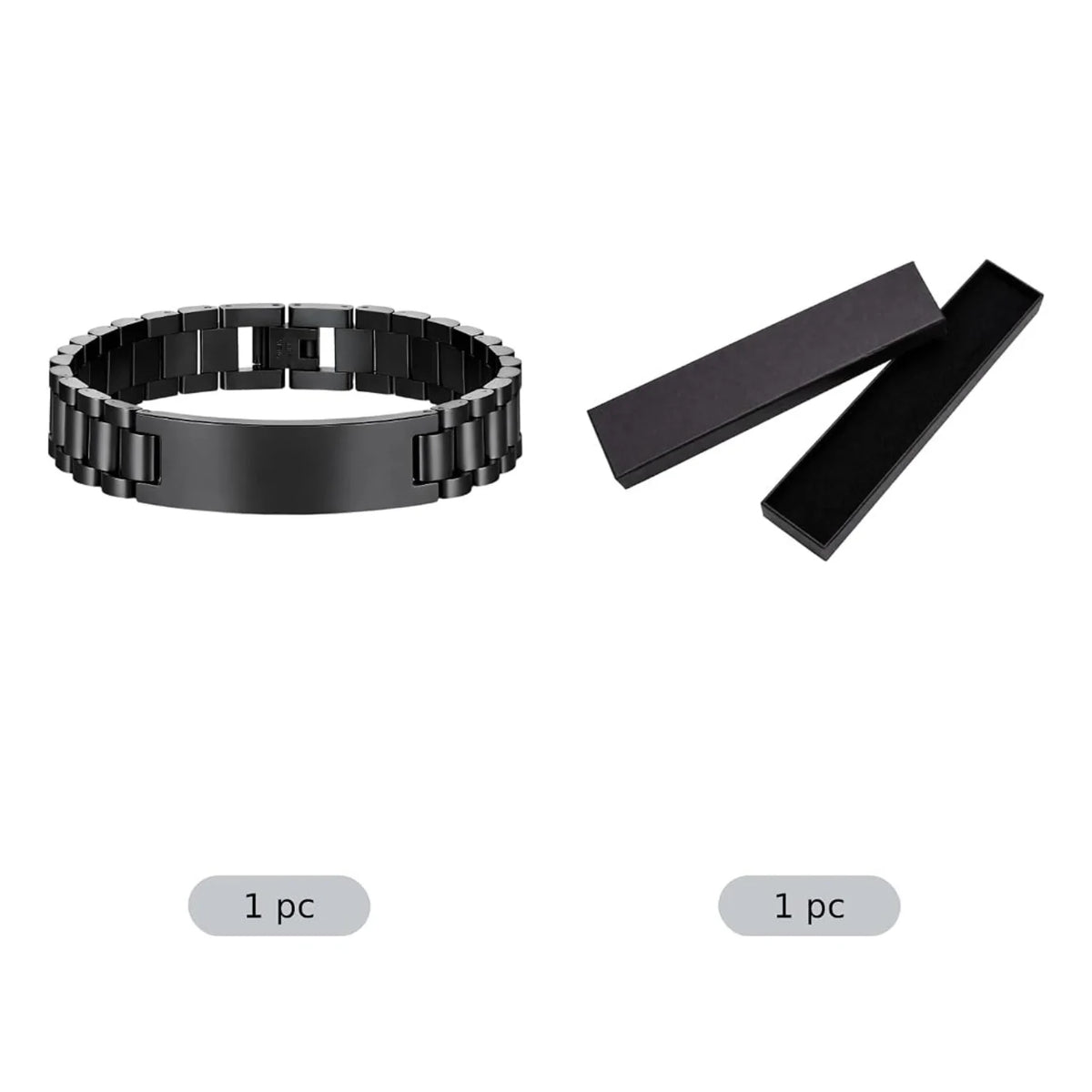 Men's Titanium Steel Bracelet Set – 2 Pcs Engravable Gift – image 3