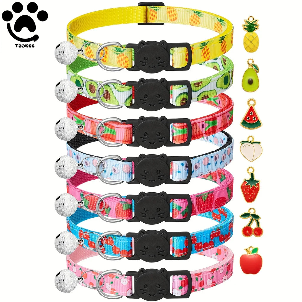 Breakaway Cat Collars 7-Pack - Fruit Pattern Kitten Collars with Bells – image 2