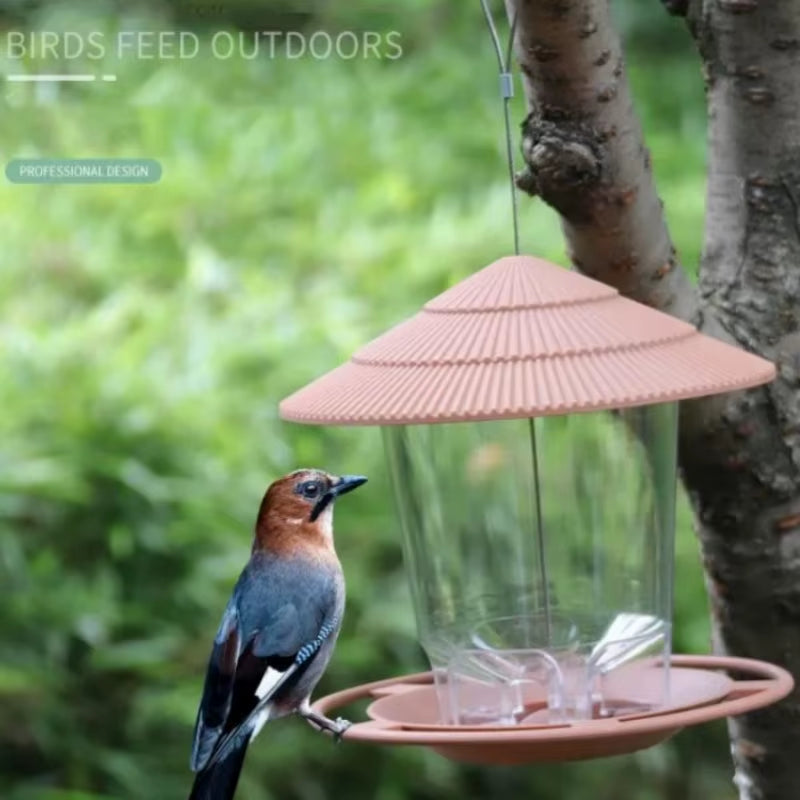 Hanging Bird Feeder - Covered Round Wild Bird Seed Station – image 8