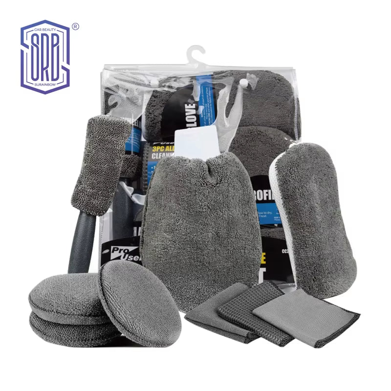 9-Piece Car Wash & Detailing Kit - Tire Brush, Mitt, Sponge & Towels – image 2