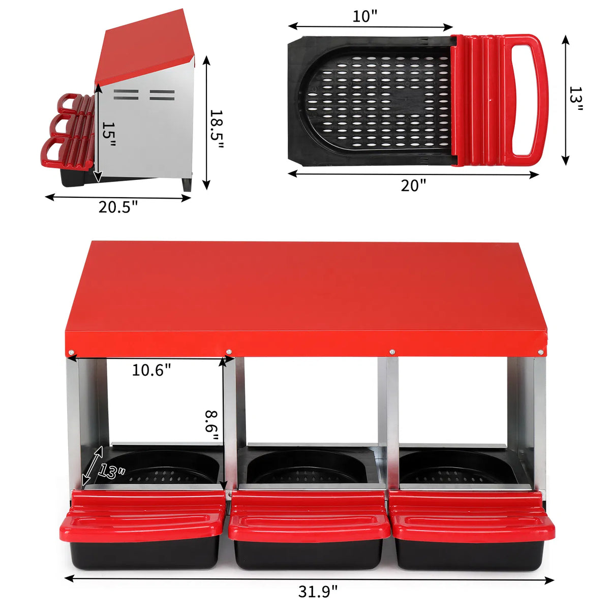 3 Compartment Roll Out Chicken Nesting Box with Plastic Baskets – image 7