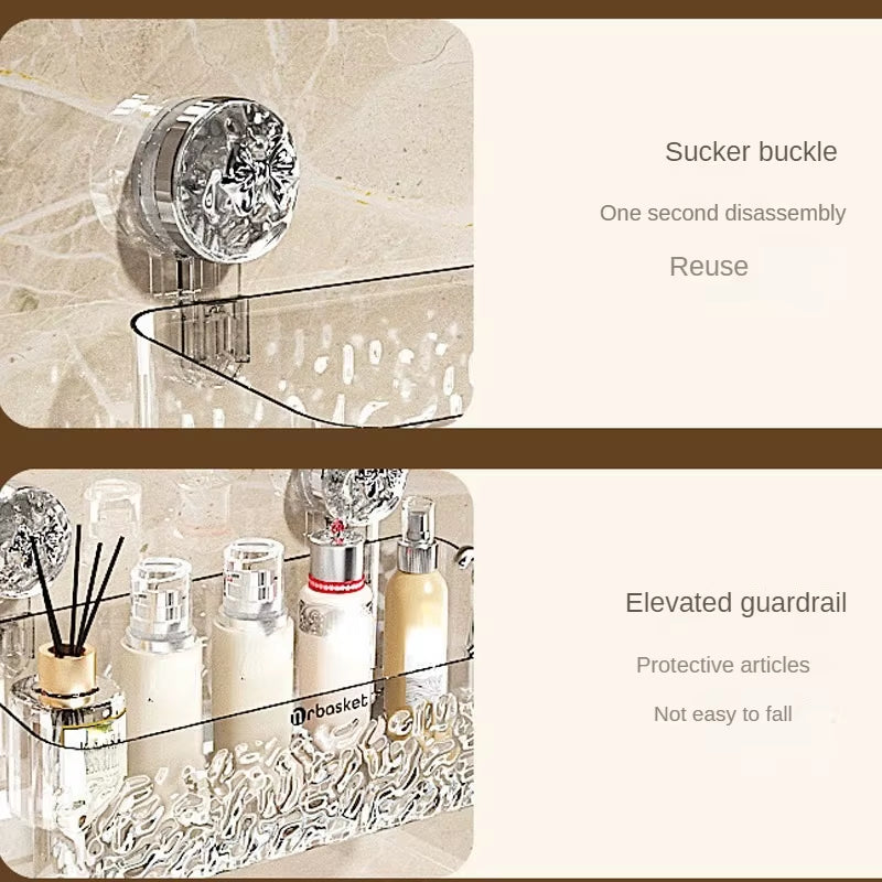 Suction Cup Shower Caddy – Glacier Pattern Bathroom Shelf – image 5