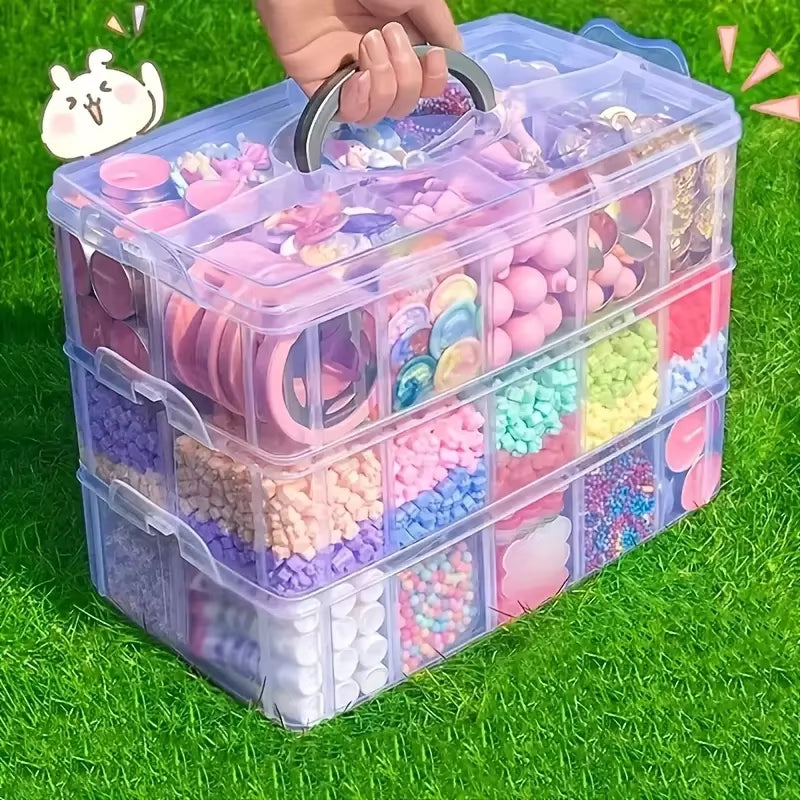 Compartment Organizer Box - 18 Grid Clear Stackable with Handle – image 2