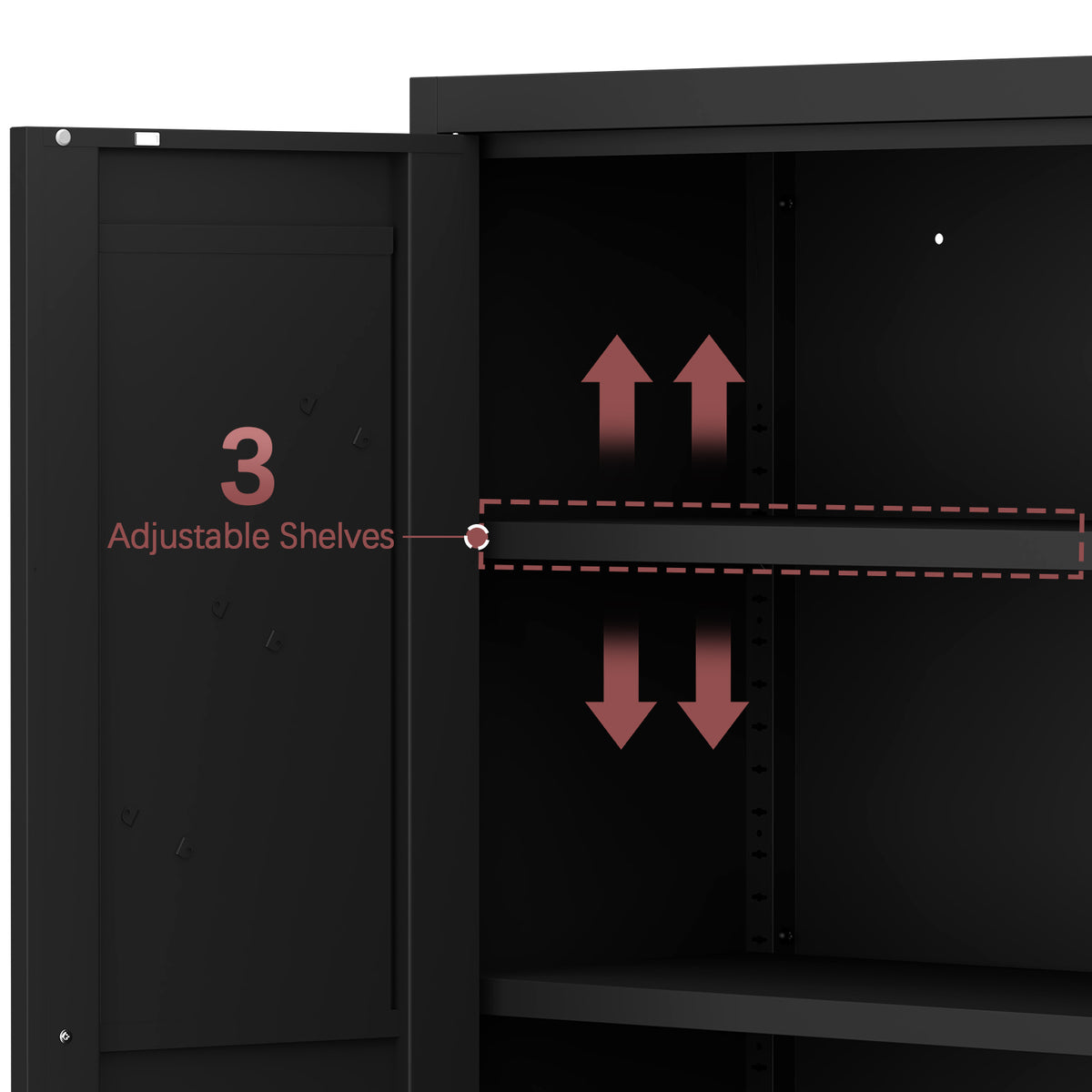 Pantry Cabinet, 2-Door Steel Kitchen Storage with Adjustable Shelves – image 6