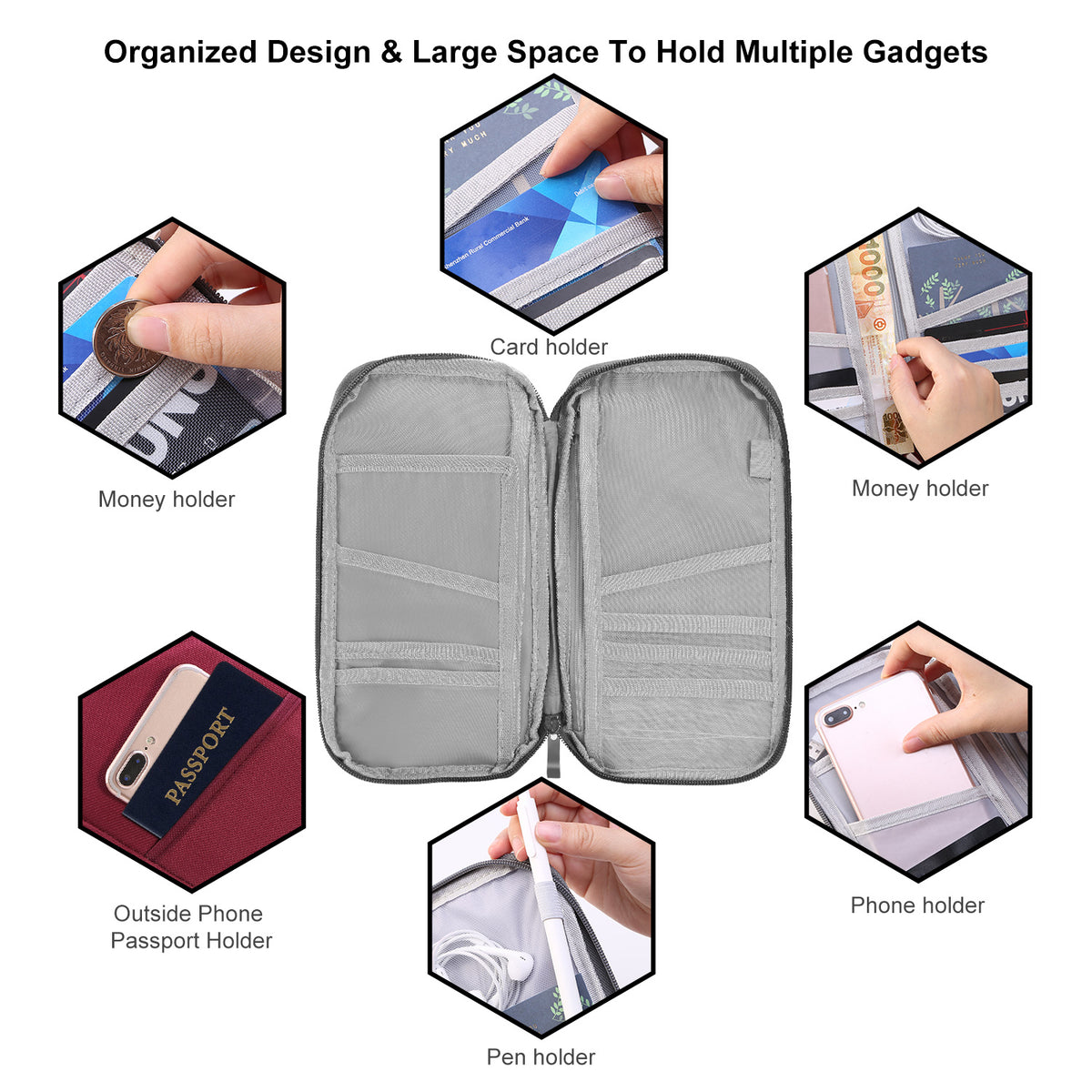 Passport Wallet – Travel Document Organizer with Zipper – image 5