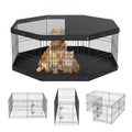 Dog Playpen with Top Cover and Pad, 8 Foldable Metal Panels, 24 in