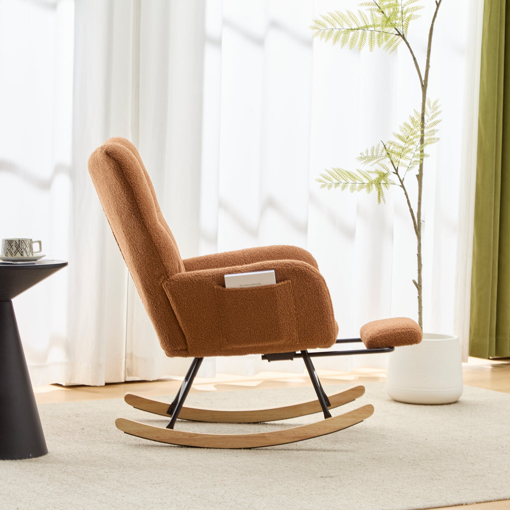 Teddy Fleece Wingback Nursery Glider Rocker with Ottoman Set – image 12