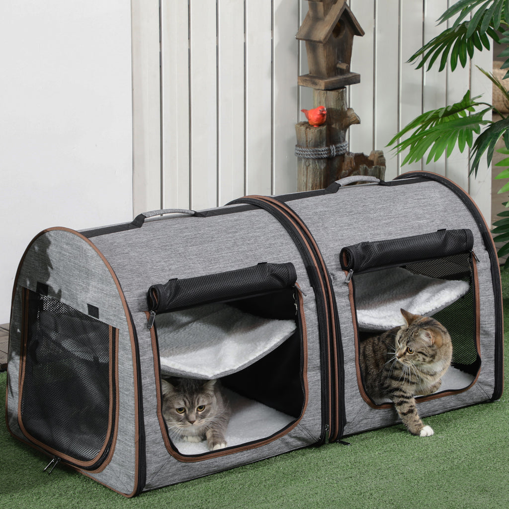 Double Cat Carrier, 39 in Soft-Sided Travel Crate with Divider – image 2