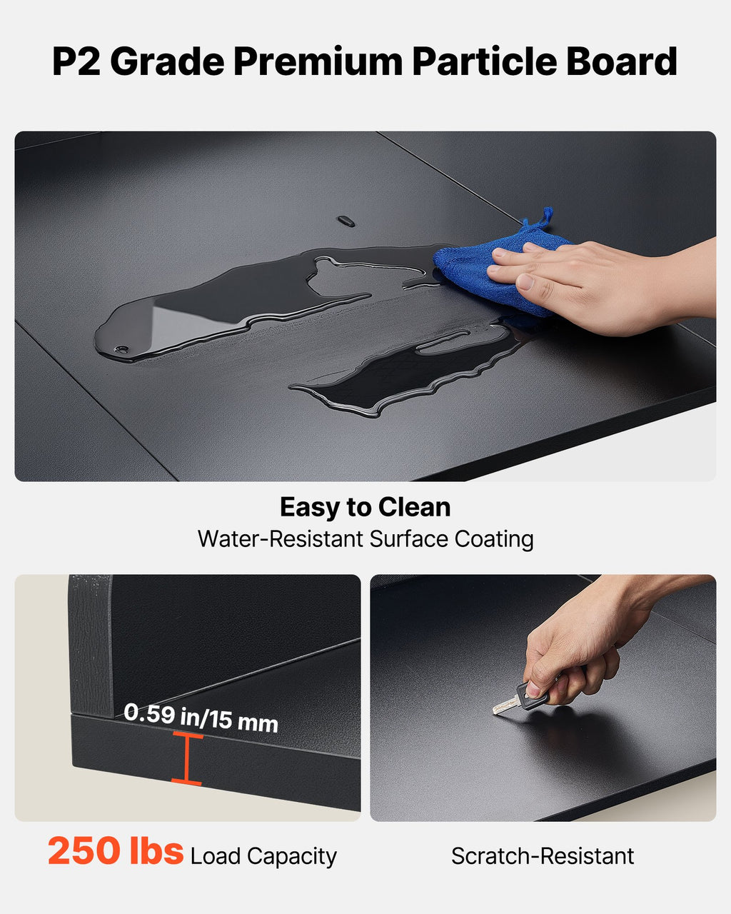 Washer Dryer Countertop with Shelf & 2 Hooks, 54 X 27.5 In, Black