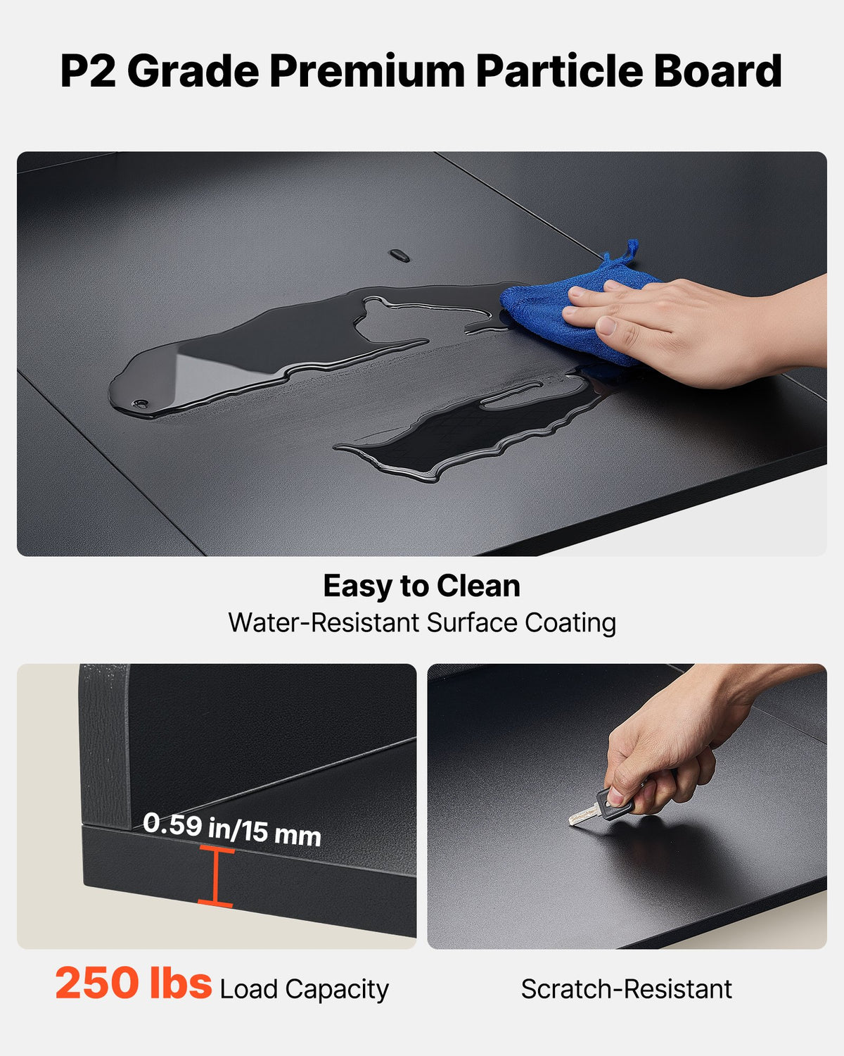 Washer Dryer Countertop with Shelf & 2 Hooks, 54 X 27.5 In, Black