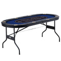72 Inch Oval Folding Poker Table For 8 Players With Cup Holders – image 1