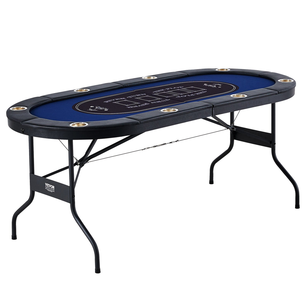 72 Inch Oval Folding Poker Table For 8 Players With Cup Holders – image 1