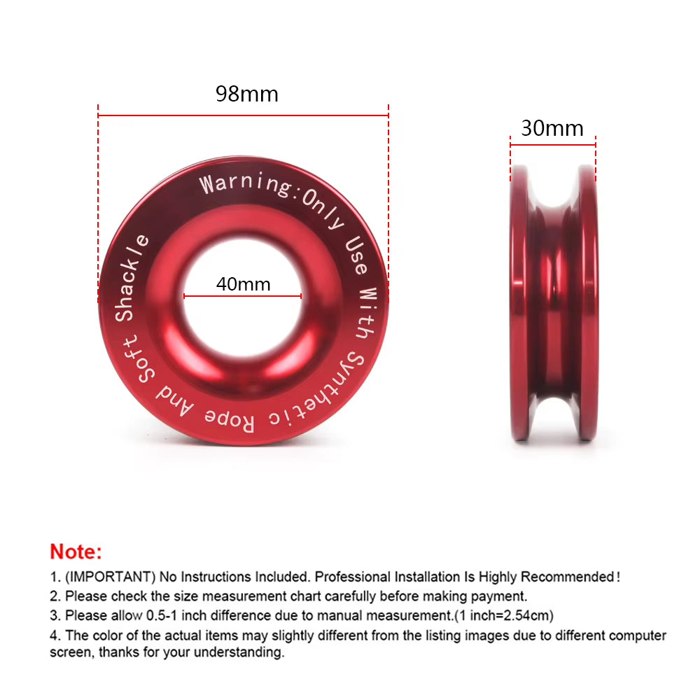 Towing Recovery Ring for Soft Shackles, 41,000 lb Aluminum