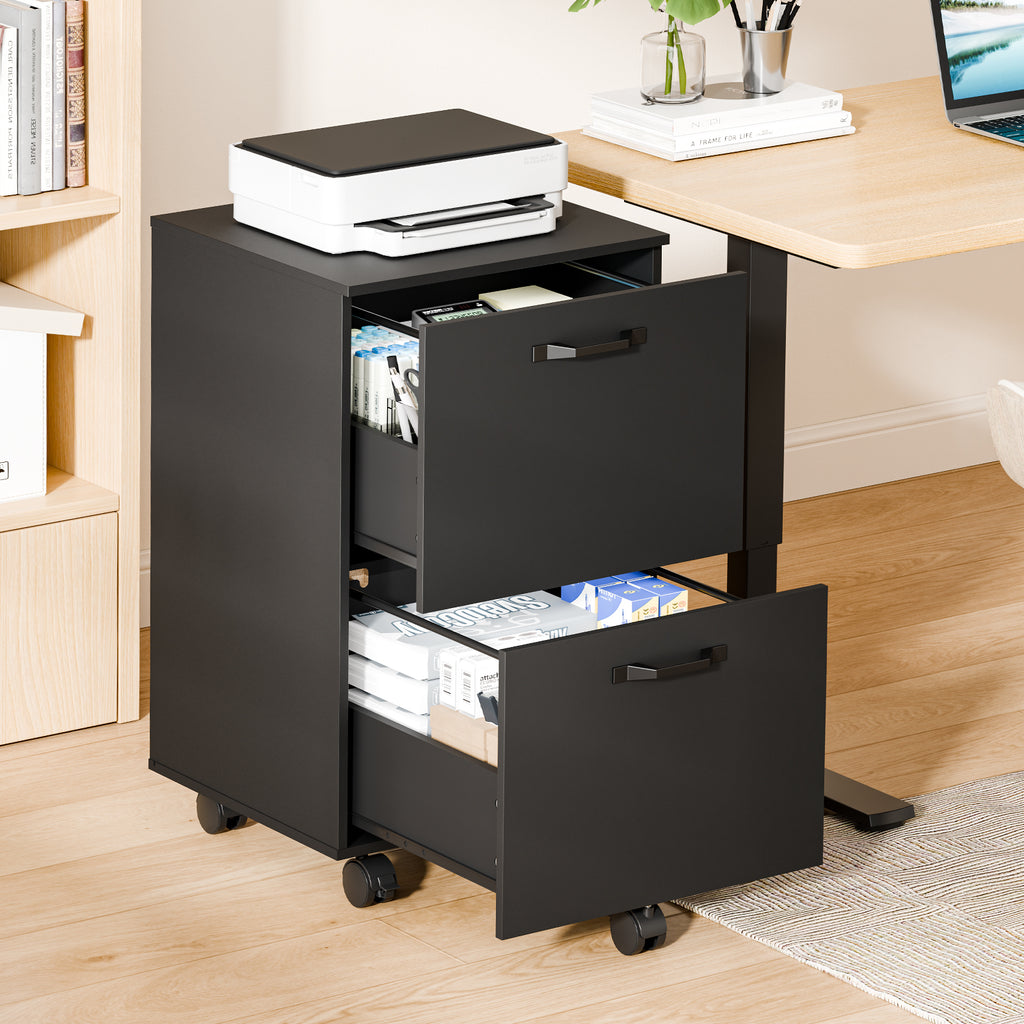 2-Drawer Filing Cabinet with Hanging Rack, Rolling Printer Stand – image 1