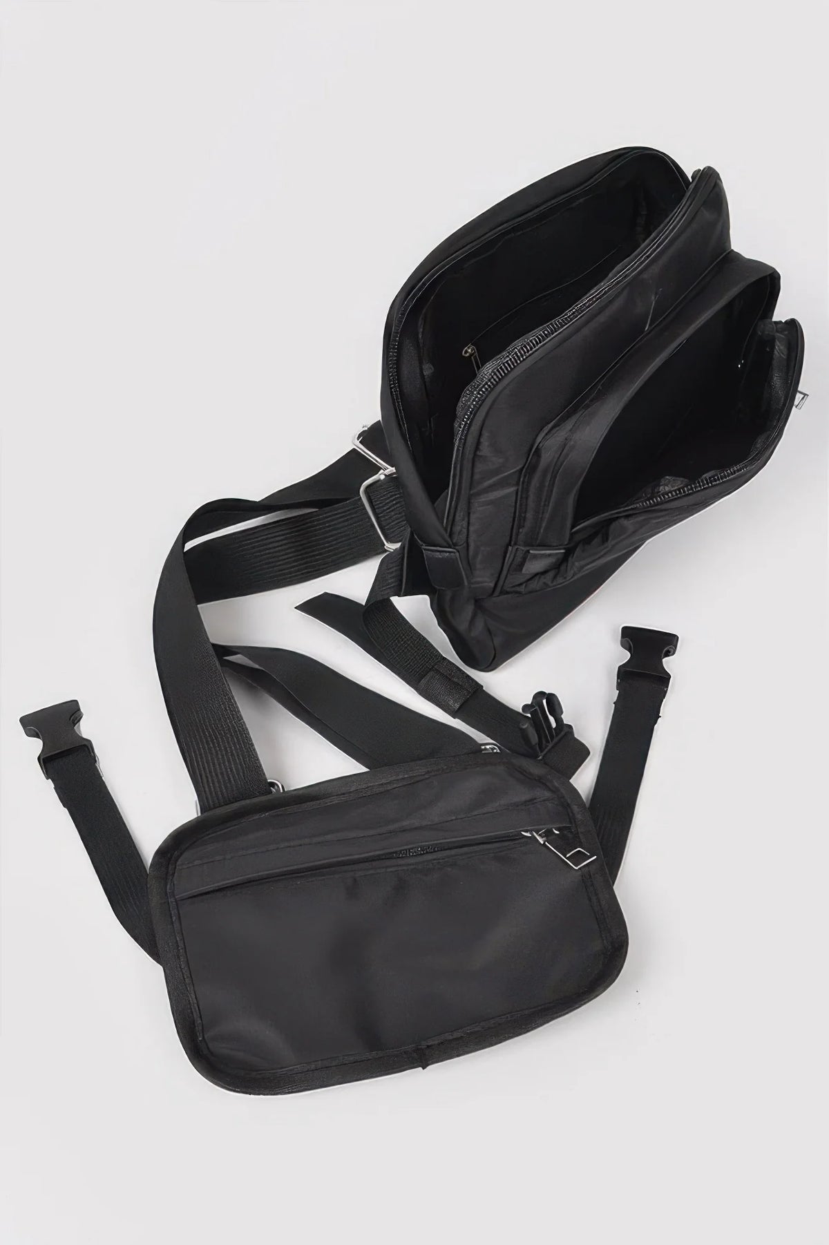 Nylon Sling Bag with Matching Pouch, Black – image 6