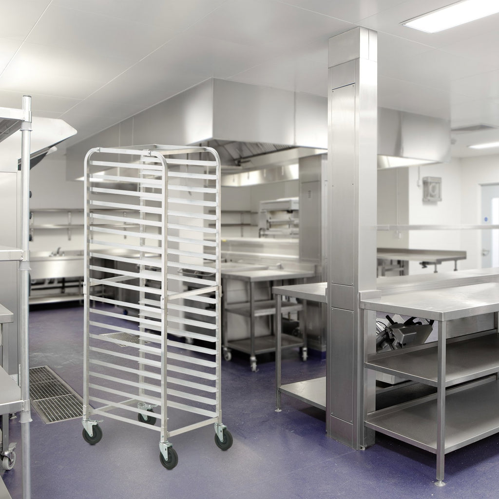 Bun Pan Rack 20-Tier, Aluminum Bakery Speed Rack with Brake Wheels – image 1