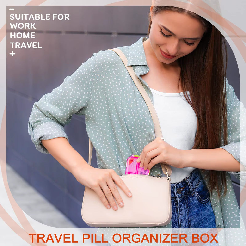 10 Compartment Travel Pill Organizer - Portable Daily Pill Case