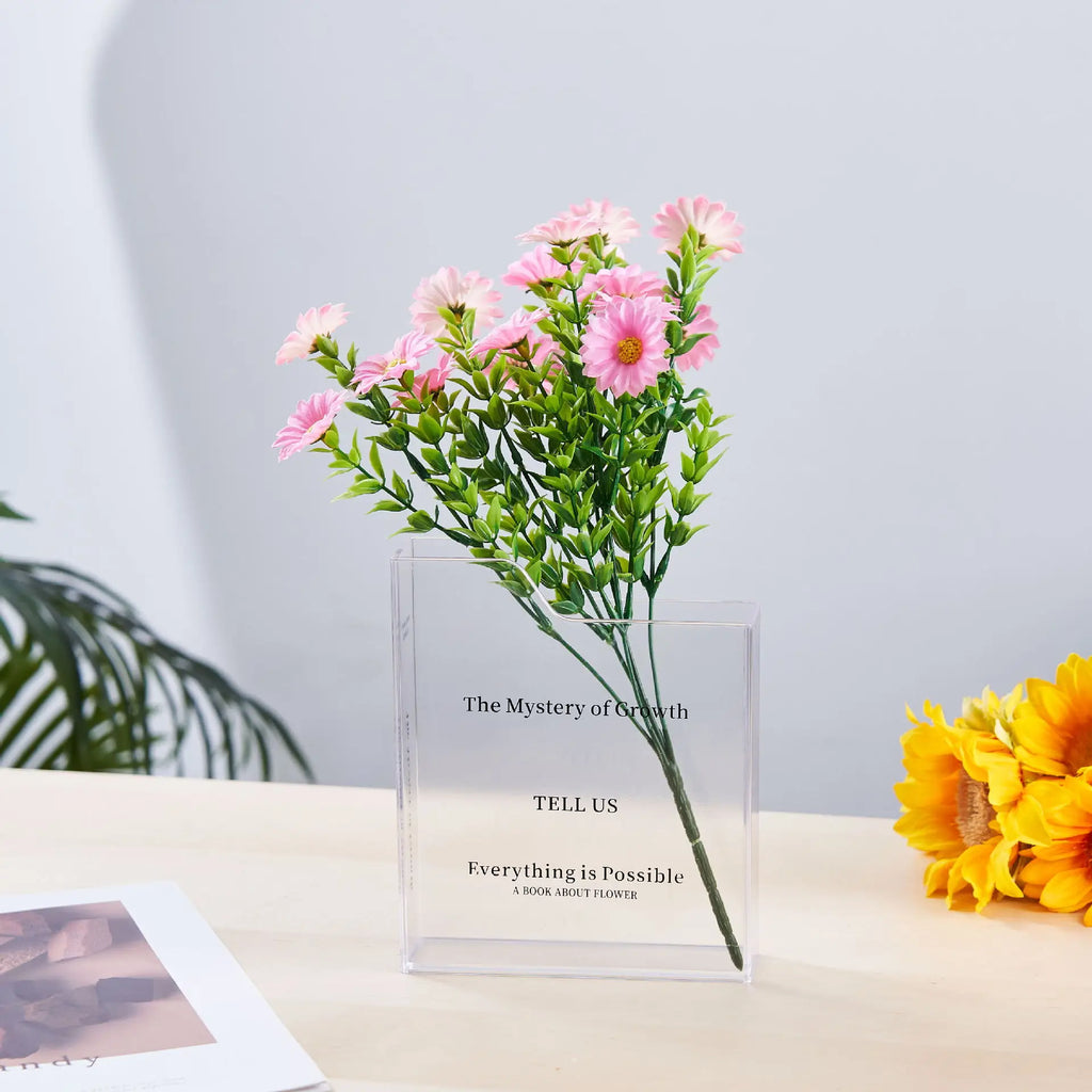 Clear Acrylic Book Vase - Bookshelf Flower Vase, Book Lover Gift