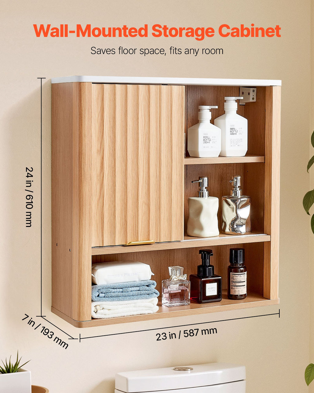 Wall Mounted Bathroom Cabinet with Door and Adjustable Shelf – image 2