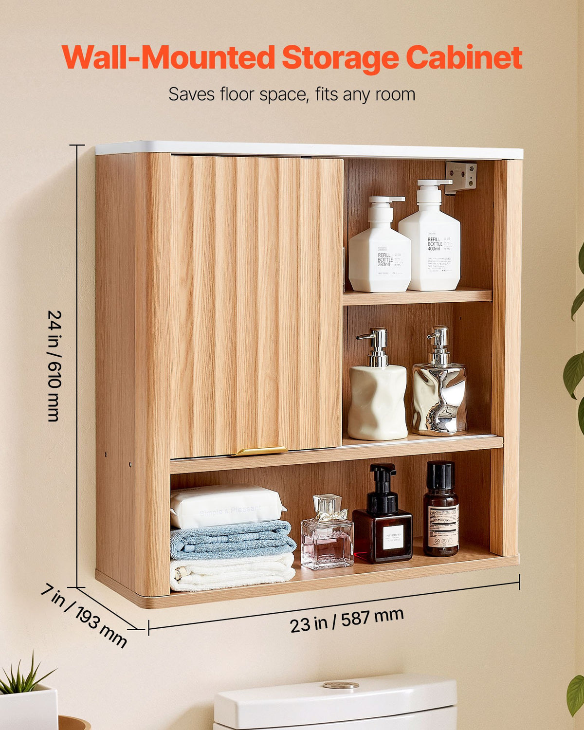 Wall Mounted Bathroom Cabinet with Door and Adjustable Shelf – image 2