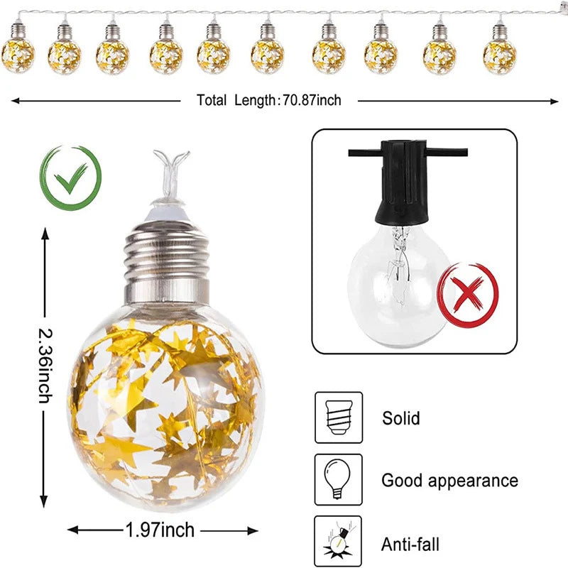 Snow Globe String Lights, 10 LED Battery Christmas Lights 6.5 ft – image 2