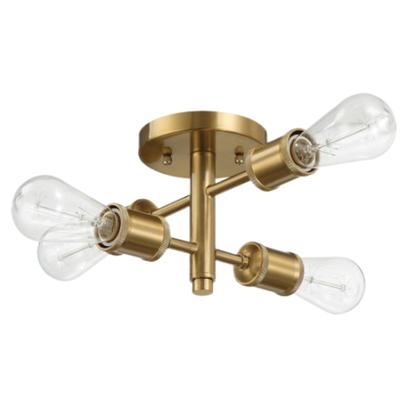 4-Light Antique Brass Semi Flush Mount Ceiling Light, 11 Inch – image 1