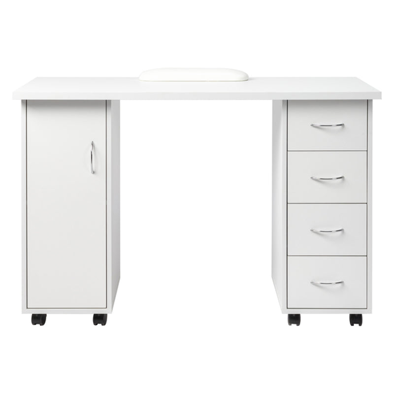 White Nail Art Table with Cabinet Door and 4 Drawers – image 12