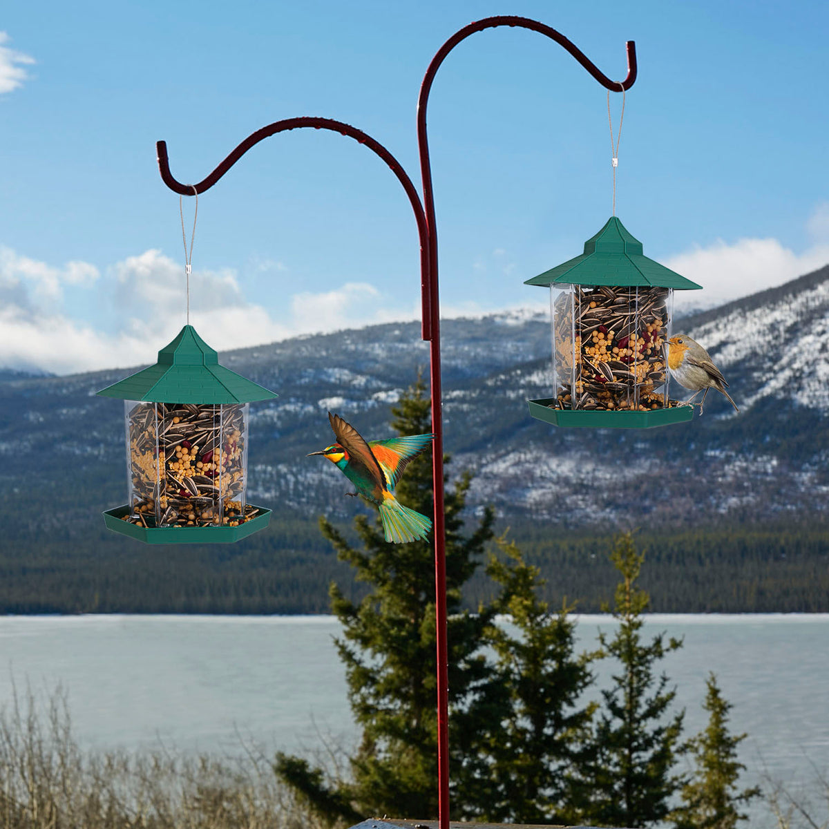 Gazebo Bird Feeder - Hanging 6-Port Wild Bird Seed Station – image 11