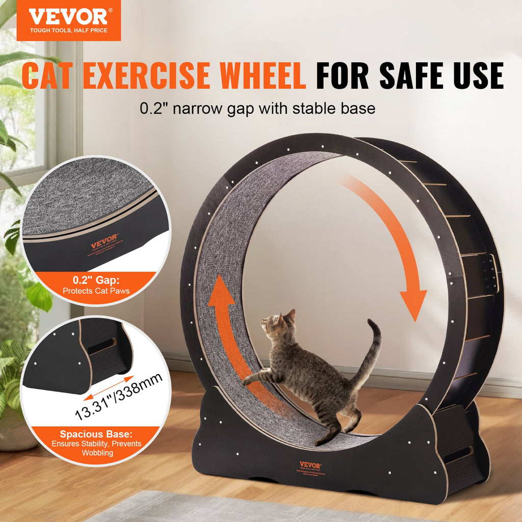Cat Exercise Wheel 43 in, Silent Wooden Cat Treadmill for Indoor Cats – image 3