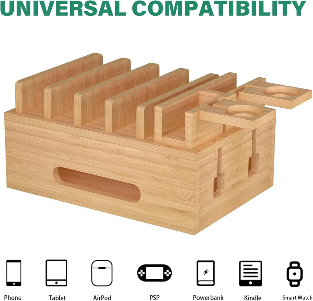 Bamboo Charging Station Organizer for Phones, Tablets & Watches – image 7