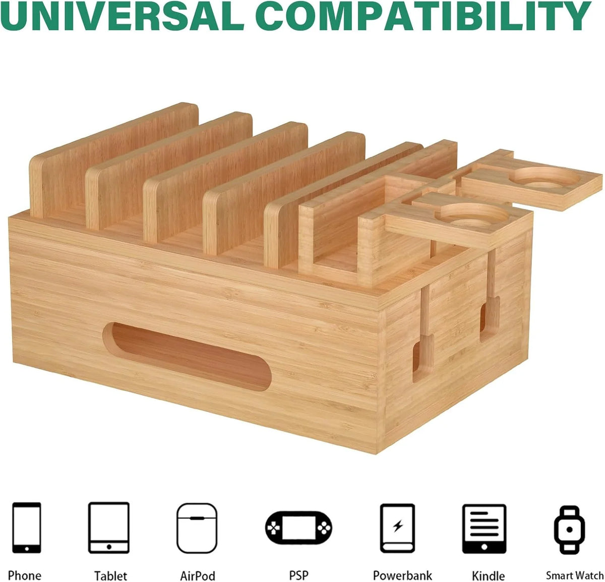 Bamboo Charging Station Organizer for Phones, Tablets & Watches – image 7