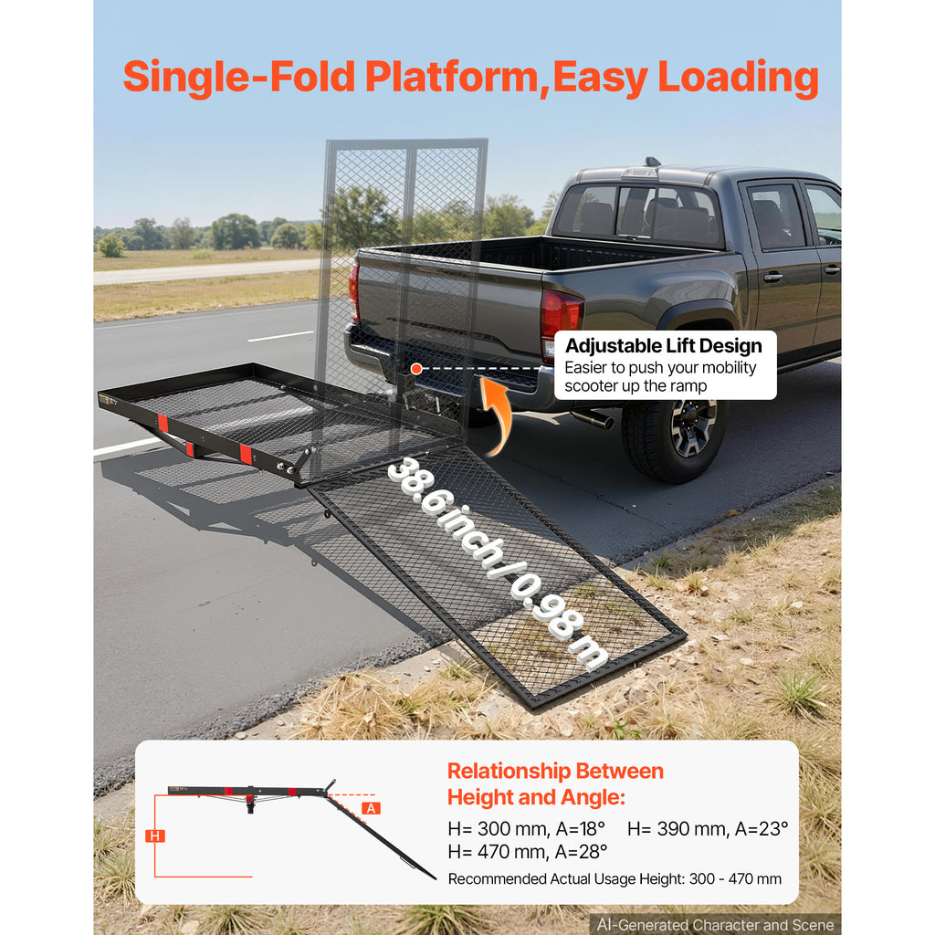 Hitch Mobility Scooter Carrier 500 lb with Ramp, Height Adjustable – image 3